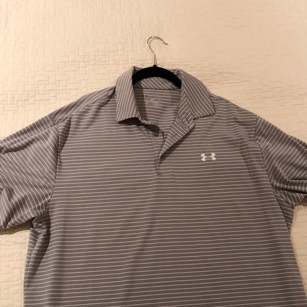 Great and white striped Under Armour polo